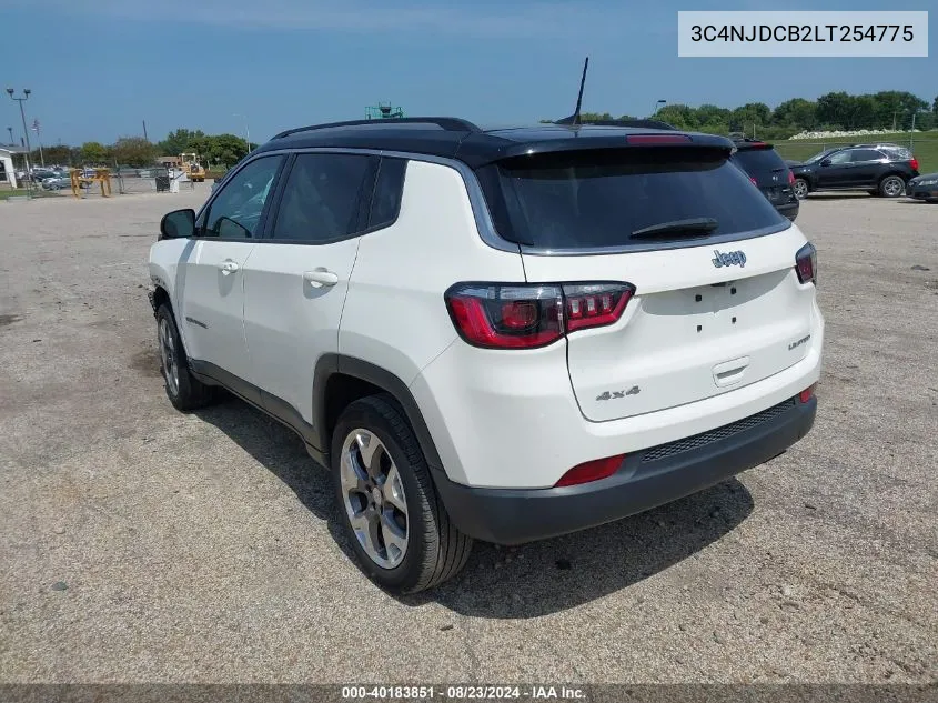 2020 Jeep Compass Limited 4X4 VIN: 3C4NJDCB2LT254775 Lot: 40183851