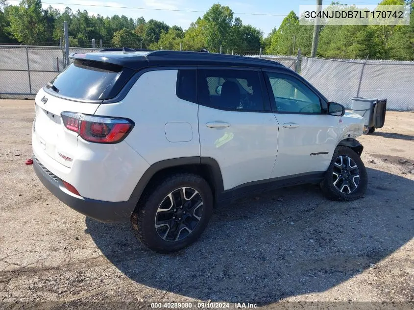 2020 Jeep Compass Trailhawk 4X4 VIN: 3C4NJDDB7LT170742 Lot: 40289080