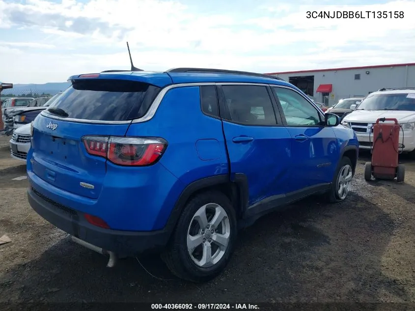 2020 Jeep Compass Latitude 4X4 VIN: 3C4NJDBB6LT135158 Lot: 40366092