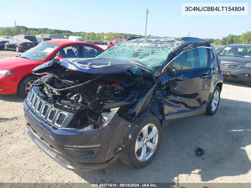 2020 Jeep Compass Latitude Fwd VIN: 3C4NJCBB4LT154804 Lot: 40371615