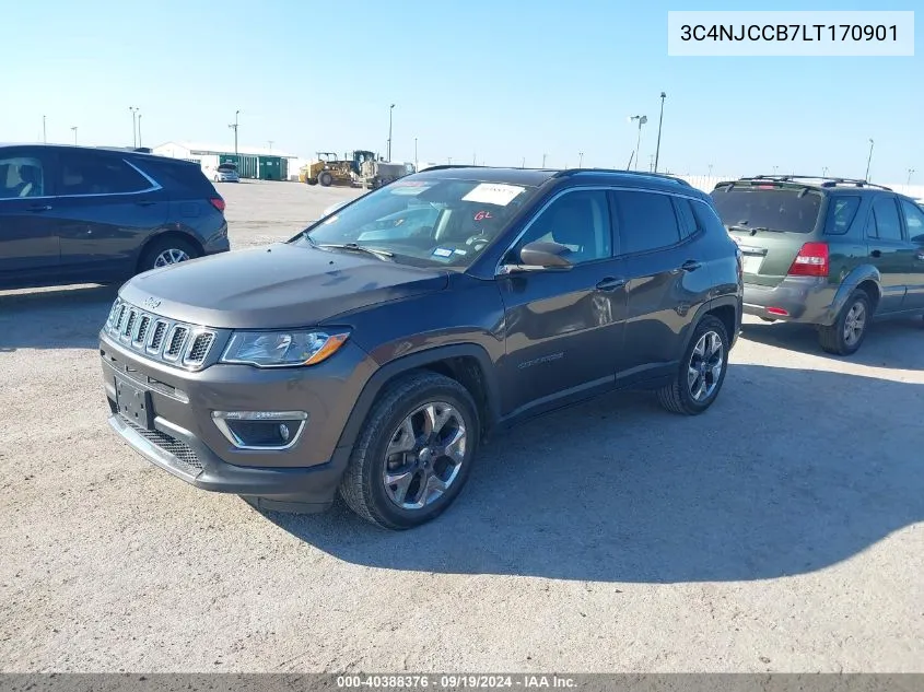 2020 Jeep Compass Limited Fwd VIN: 3C4NJCCB7LT170901 Lot: 40388376