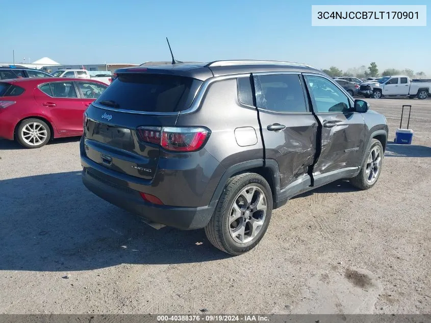 2020 Jeep Compass Limited Fwd VIN: 3C4NJCCB7LT170901 Lot: 40388376