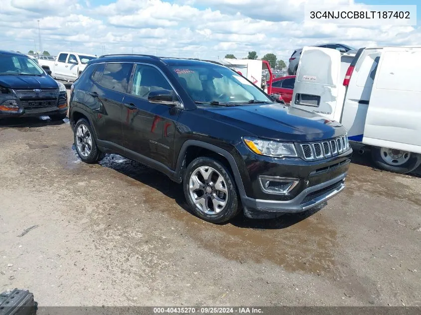 2020 Jeep Compass Limited Fwd VIN: 3C4NJCCB8LT187402 Lot: 40435270