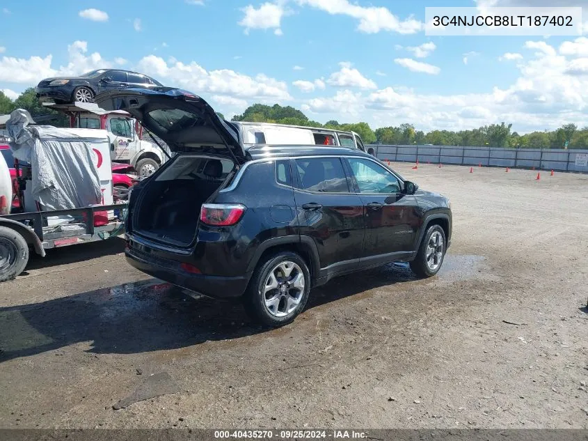 2020 Jeep Compass Limited Fwd VIN: 3C4NJCCB8LT187402 Lot: 40435270