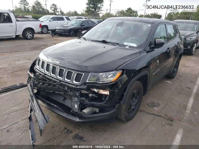 2020 Jeep Compass Sport Fwd VIN: 3C4NJCAB4LT236632 Lot: 40503816