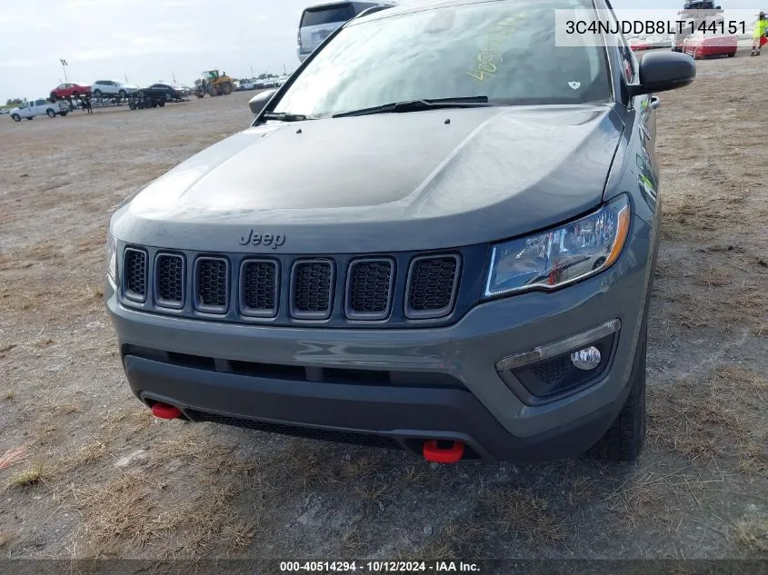 2020 Jeep Compass Trailhawk 4X4 VIN: 3C4NJDDB8LT144151 Lot: 40514294