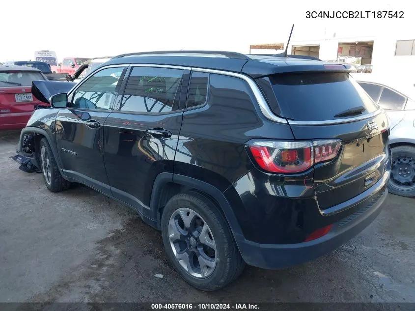 2020 Jeep Compass Limited Fwd VIN: 3C4NJCCB2LT187542 Lot: 40576016