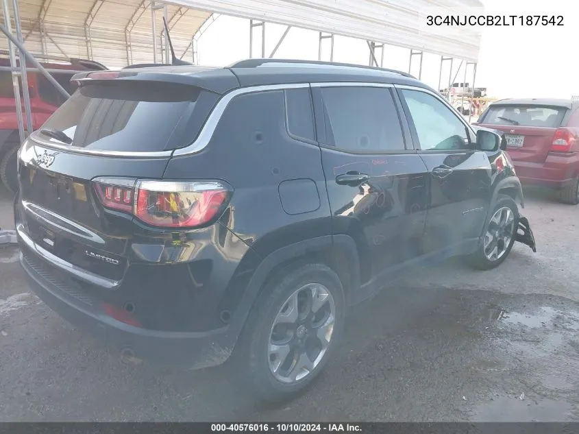 2020 Jeep Compass Limited Fwd VIN: 3C4NJCCB2LT187542 Lot: 40576016