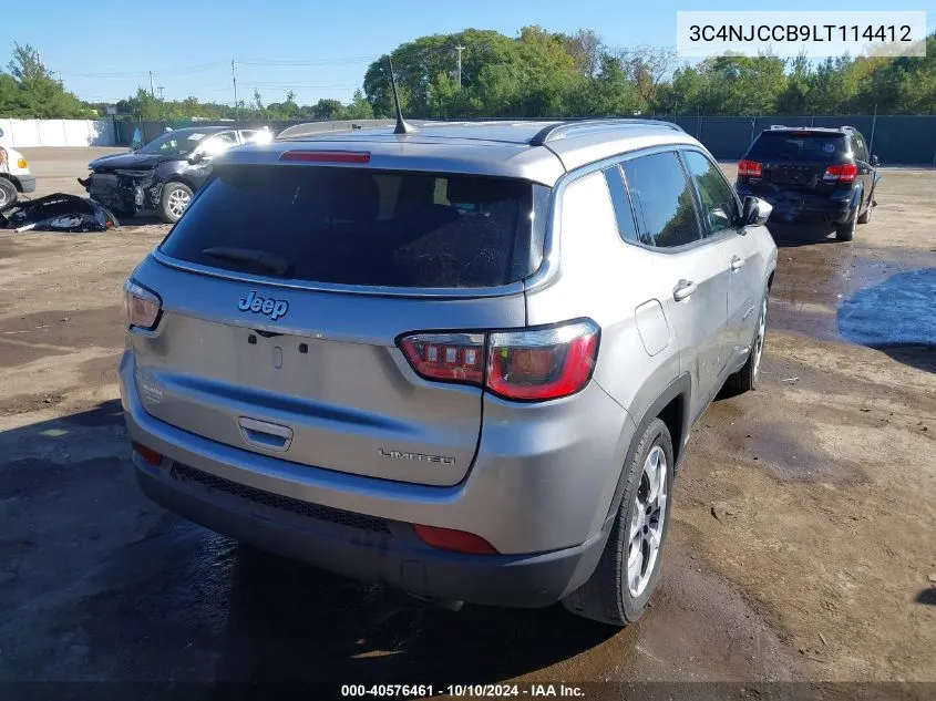 2020 Jeep Compass Limited Fwd VIN: 3C4NJCCB9LT114412 Lot: 40576461