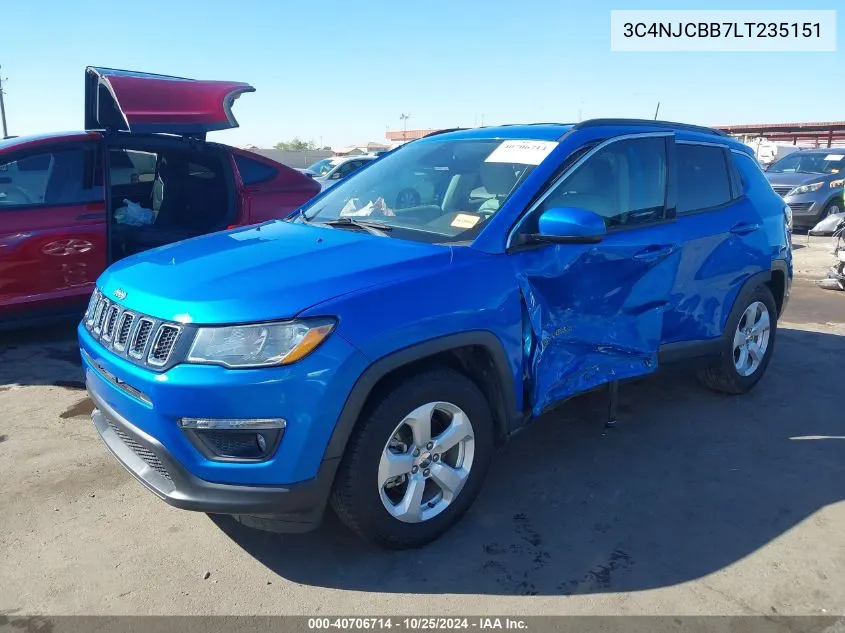 2020 Jeep Compass Latitude Fwd VIN: 3C4NJCBB7LT235151 Lot: 40706714