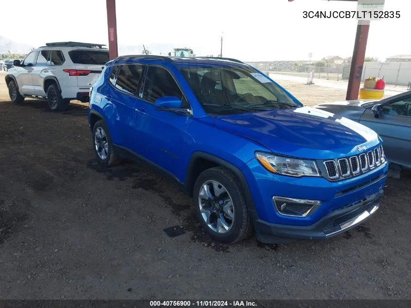 2020 Jeep Compass Limited Fwd VIN: 3C4NJCCB7LT152835 Lot: 40756900