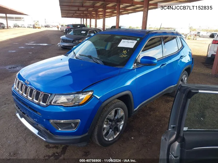 2020 Jeep Compass Limited Fwd VIN: 3C4NJCCB7LT152835 Lot: 40756900