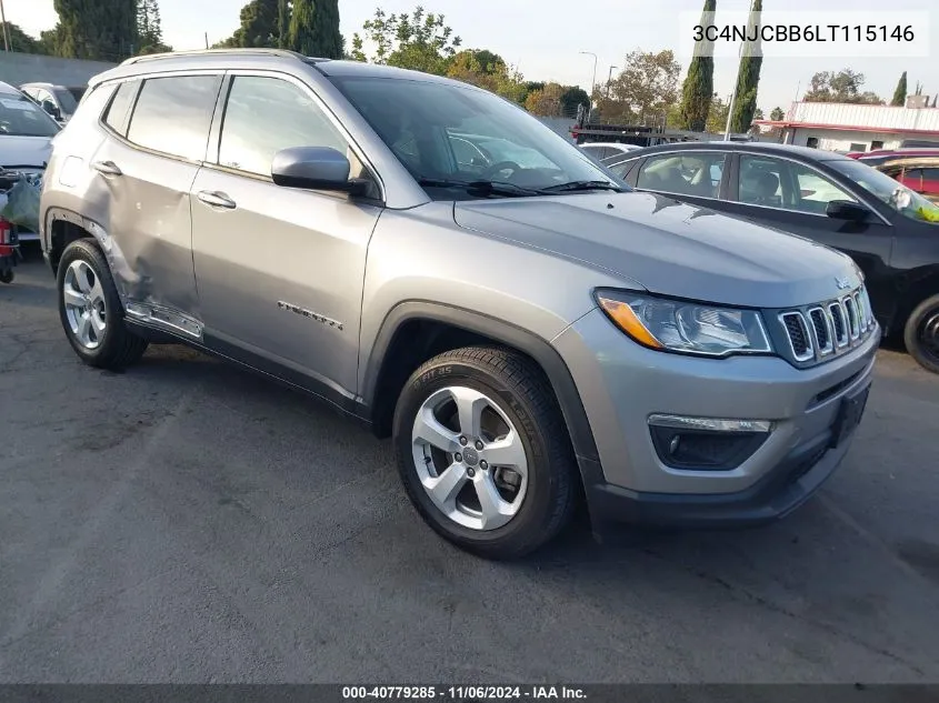 2020 Jeep Compass Latitude Fwd VIN: 3C4NJCBB6LT115146 Lot: 40779285