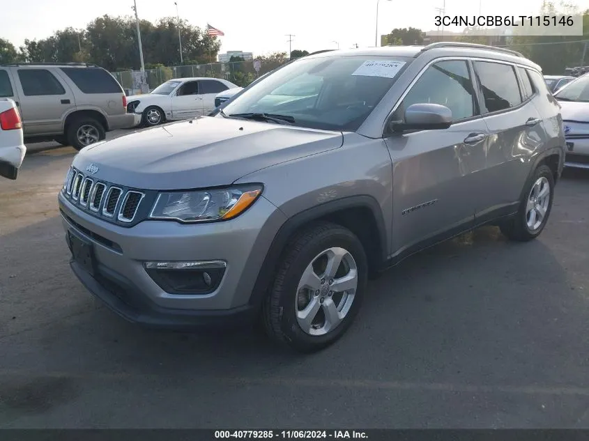 2020 Jeep Compass Latitude Fwd VIN: 3C4NJCBB6LT115146 Lot: 40779285