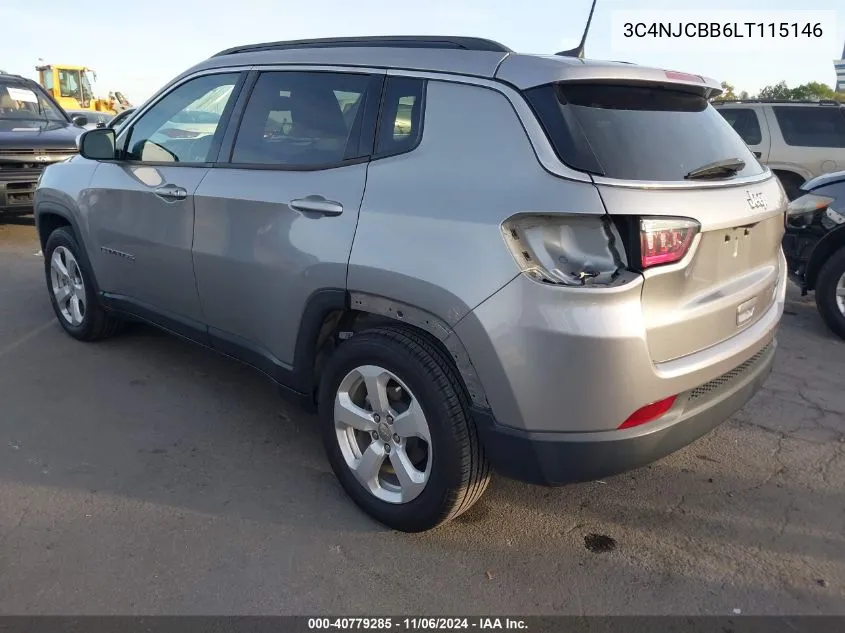 2020 Jeep Compass Latitude Fwd VIN: 3C4NJCBB6LT115146 Lot: 40779285