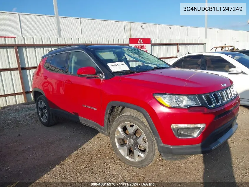 2020 Jeep Compass Limited 4X4 VIN: 3C4NJDCB1LT247249 Lot: 40816970