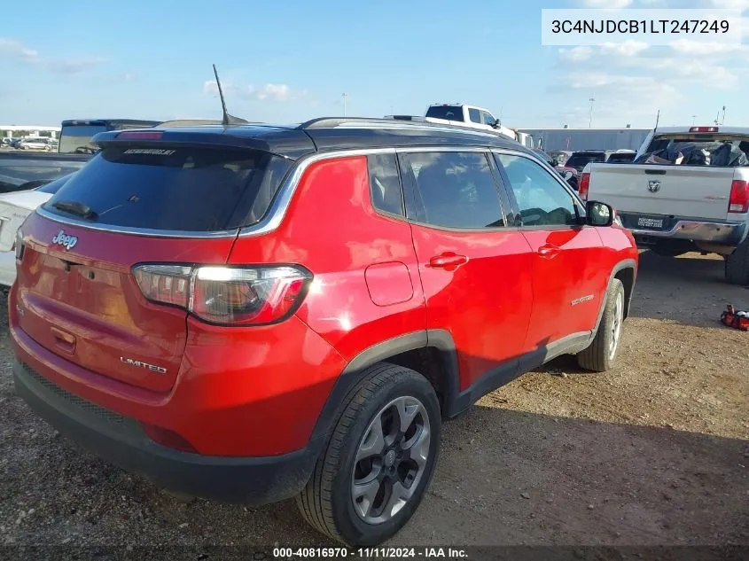 2020 Jeep Compass Limited 4X4 VIN: 3C4NJDCB1LT247249 Lot: 40816970