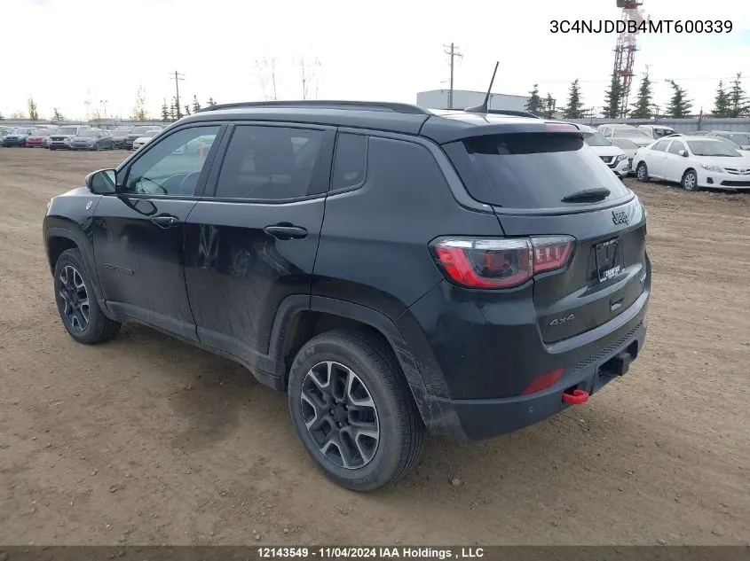 2021 Jeep Compass Trailhawk VIN: 3C4NJDDB4MT600339 Lot: 12143549