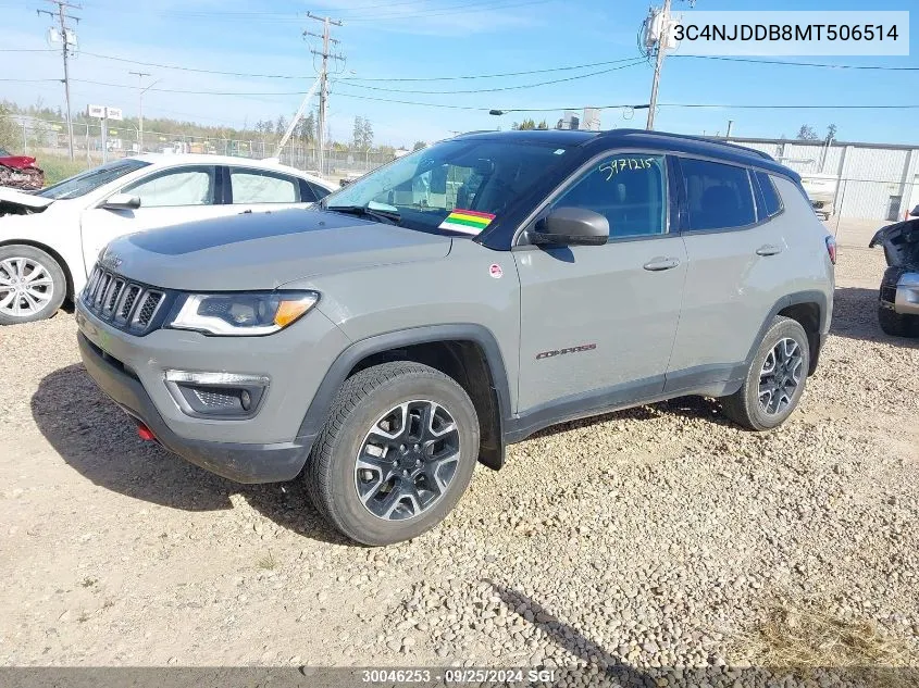 2021 Jeep Compass Trailhawk VIN: 3C4NJDDB8MT506514 Lot: 30046253