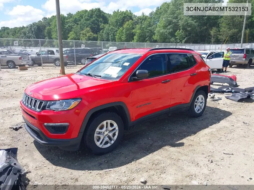 2021 Jeep Compass Sport Fwd VIN: 3C4NJCAB2MT532153 Lot: 39452777