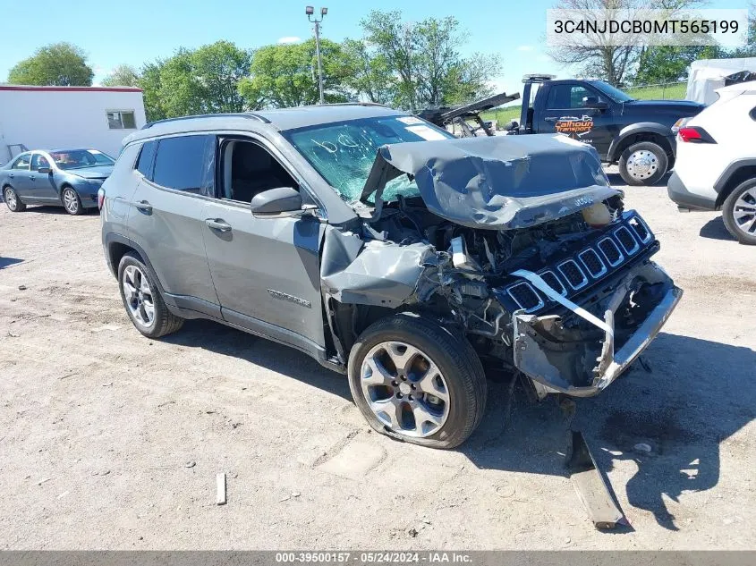 2021 Jeep Compass Limited 4X4 VIN: 3C4NJDCB0MT565199 Lot: 39500157