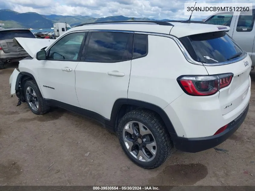 2021 Jeep Compass Limited 4X4 VIN: 3C4NJDCB9MT512260 Lot: 39530554