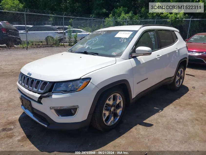 2021 Jeep Compass Limited VIN: 3C4NJCCB3MT522311 Lot: 39703848