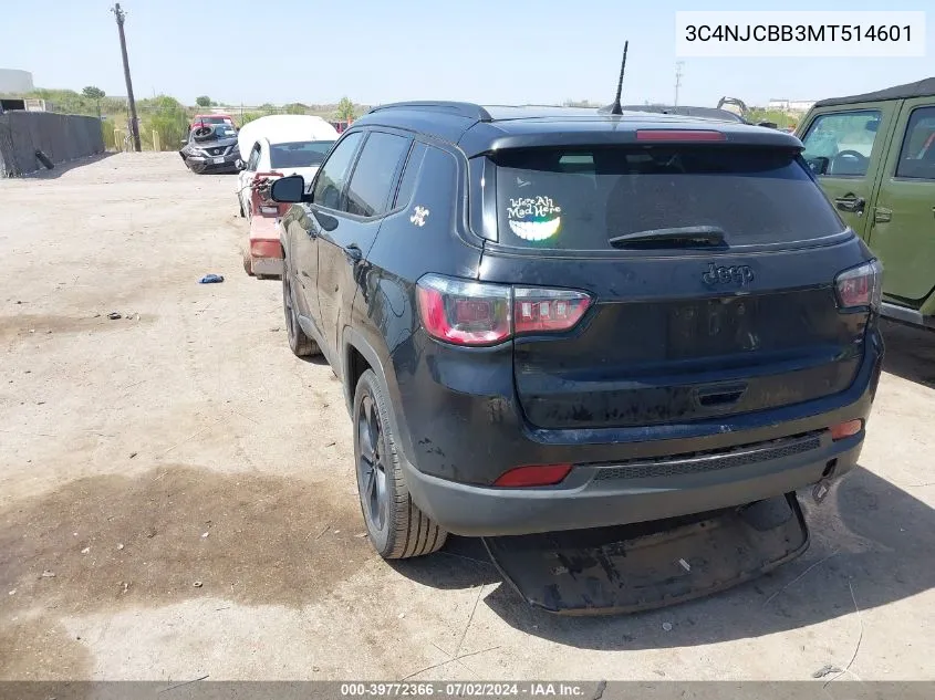 2021 Jeep Compass Altitude Fwd VIN: 3C4NJCBB3MT514601 Lot: 39772366