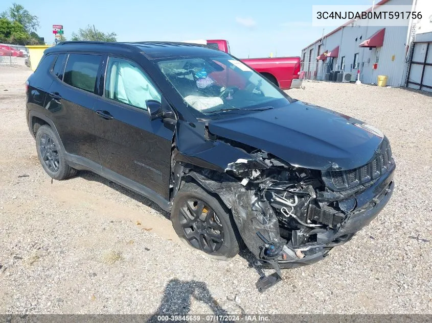 2021 Jeep Compass Freedom 4X4 VIN: 3C4NJDAB0MT591756 Lot: 39845659