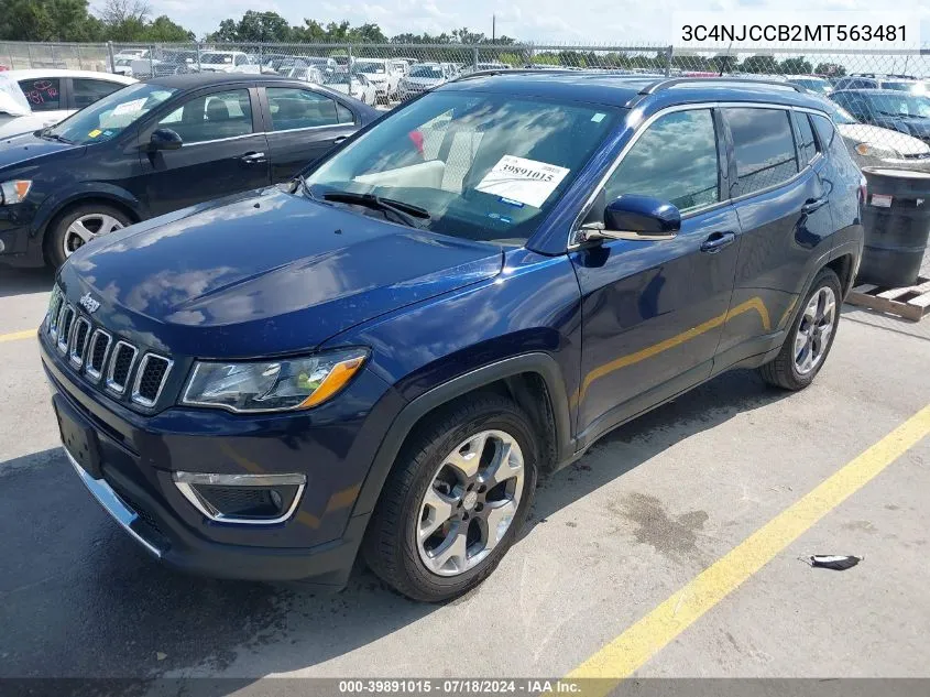 2021 Jeep Compass Limited Fwd VIN: 3C4NJCCB2MT563481 Lot: 39891015