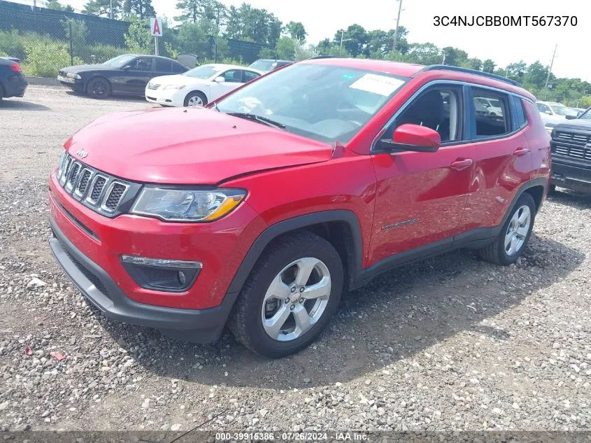 2021 Jeep Compass Latitude Fwd VIN: 3C4NJCBB0MT567370 Lot: 39915386