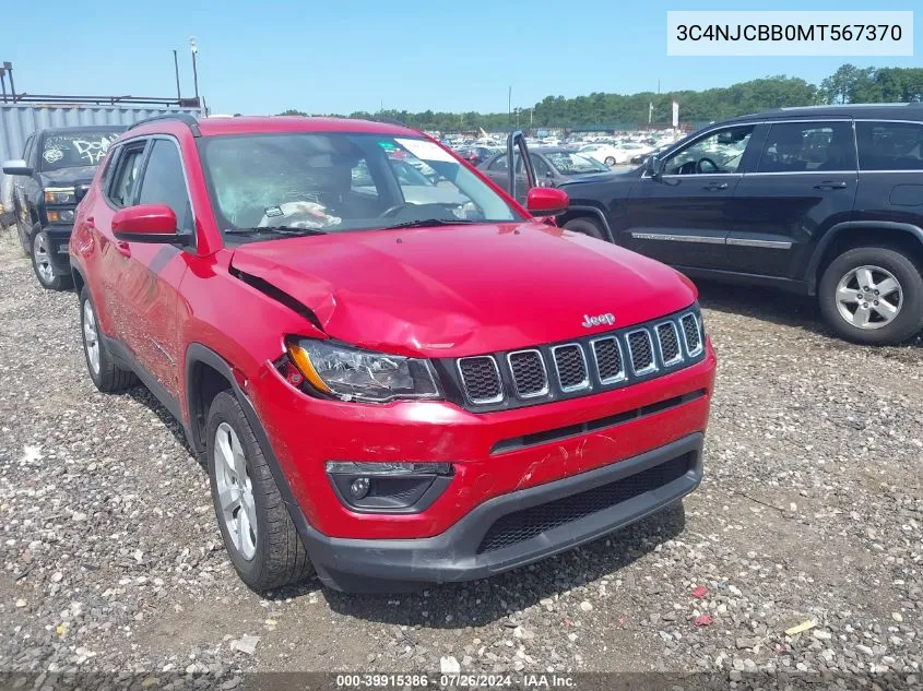 2021 Jeep Compass Latitude Fwd VIN: 3C4NJCBB0MT567370 Lot: 39915386