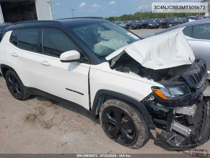 2021 Jeep Compass Altitude Fwd VIN: 3C4NJCBB3MT505672 Lot: 39936572