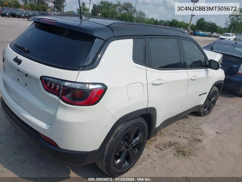 2021 Jeep Compass Altitude Fwd VIN: 3C4NJCBB3MT505672 Lot: 39936572