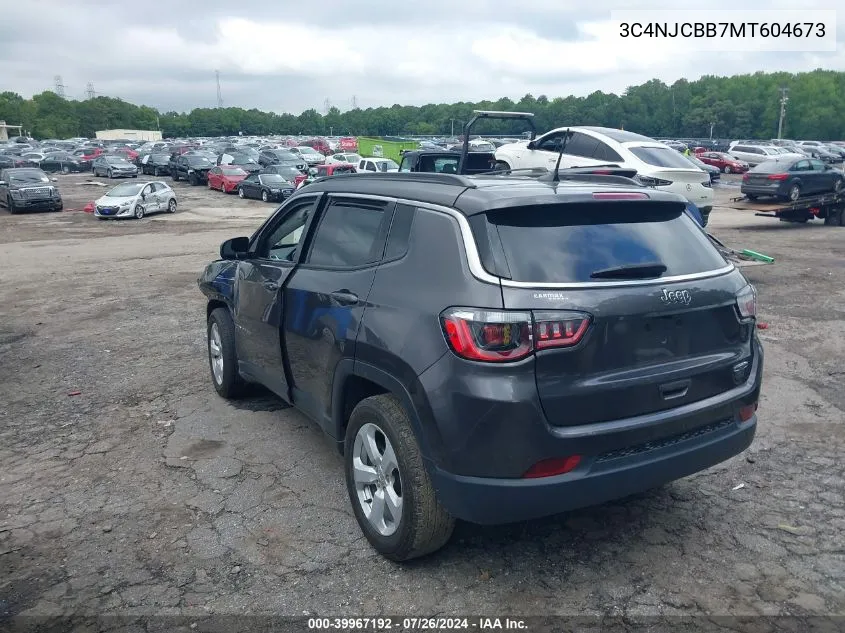 2021 Jeep Compass Latitude Fwd VIN: 3C4NJCBB7MT604673 Lot: 39967192