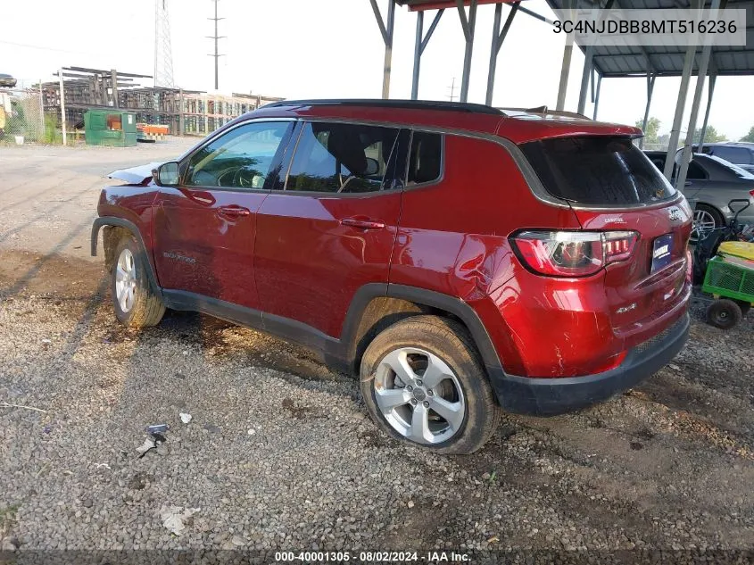 2021 Jeep Compass Latitude 4X4 VIN: 3C4NJDBB8MT516236 Lot: 40001305