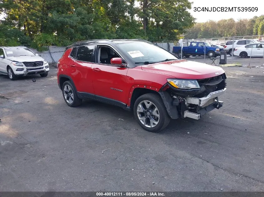 2021 Jeep Compass Limited 4X4 VIN: 3C4NJDCB2MT539509 Lot: 40012111