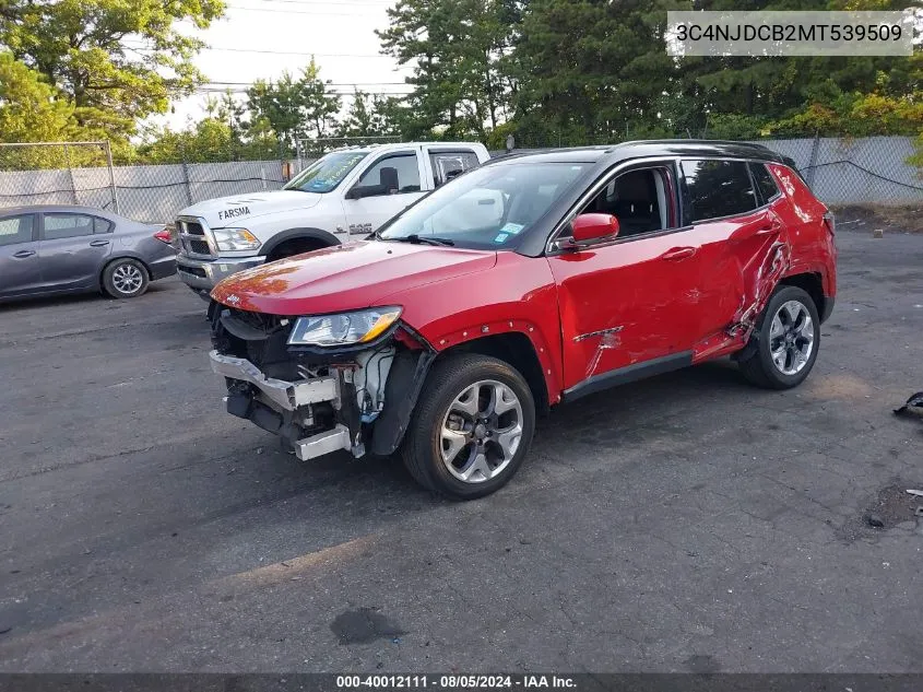 2021 Jeep Compass Limited 4X4 VIN: 3C4NJDCB2MT539509 Lot: 40012111