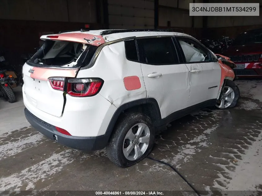 2021 Jeep Compass Latitude 4X4 VIN: 3C4NJDBB1MT534299 Lot: 40046961