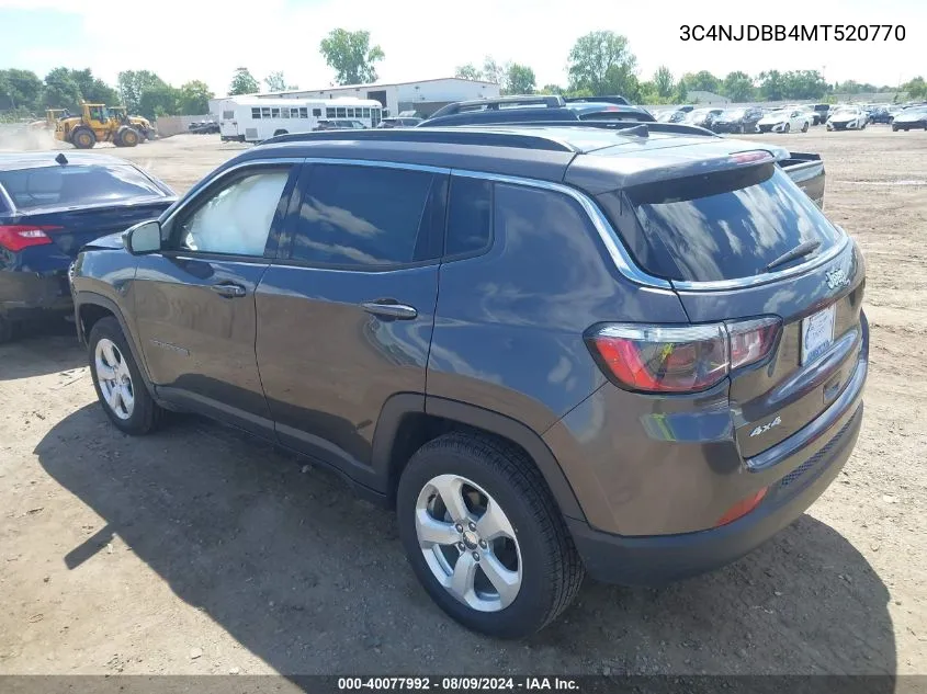 2021 Jeep Compass Latitude 4X4 VIN: 3C4NJDBB4MT520770 Lot: 40077992