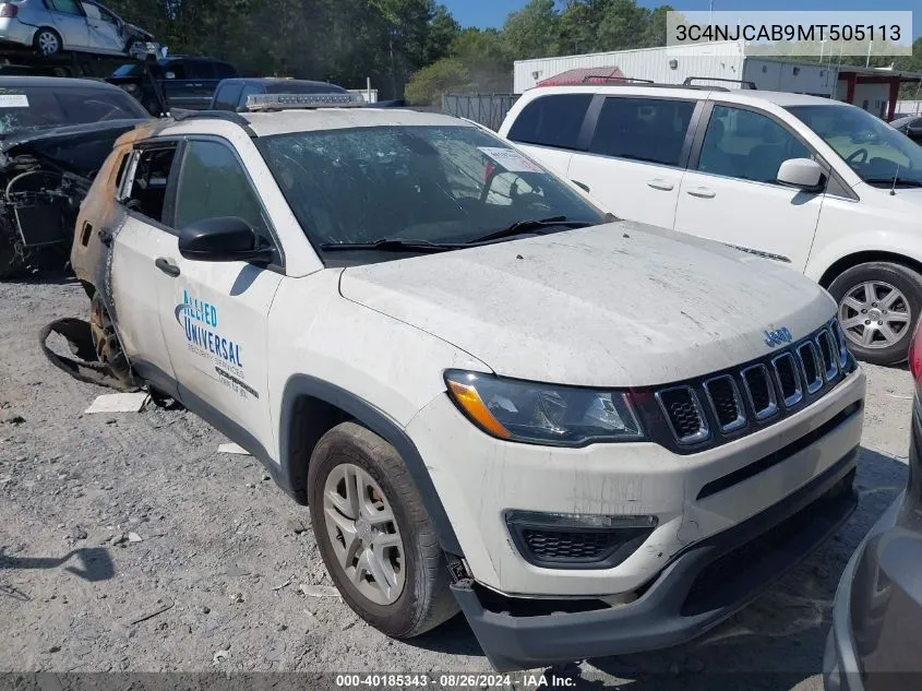 2021 Jeep Compass Sport Fwd VIN: 3C4NJCAB9MT505113 Lot: 40185343