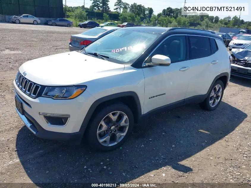 2021 Jeep Compass Limited 4X4 VIN: 3C4NJDCB7MT521491 Lot: 40198213