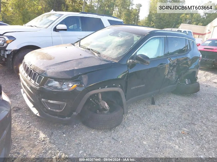 2021 Jeep Compass Limited 4X4 VIN: 3C4NJDCB6MT603664 Lot: 40207440