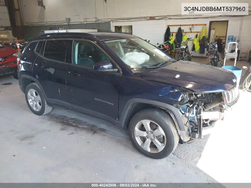 2021 Jeep Compass Latitude 4X4 VIN: 3C4NJDBB6MT537960 Lot: 40242806