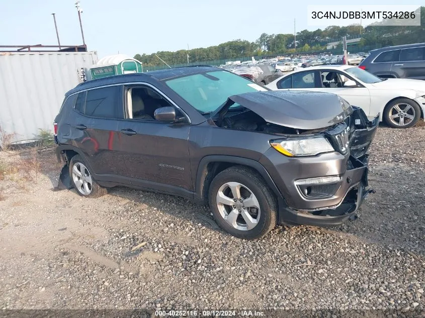 2021 Jeep Compass Latitude VIN: 3C4NJDBB3MT534286 Lot: 40252116