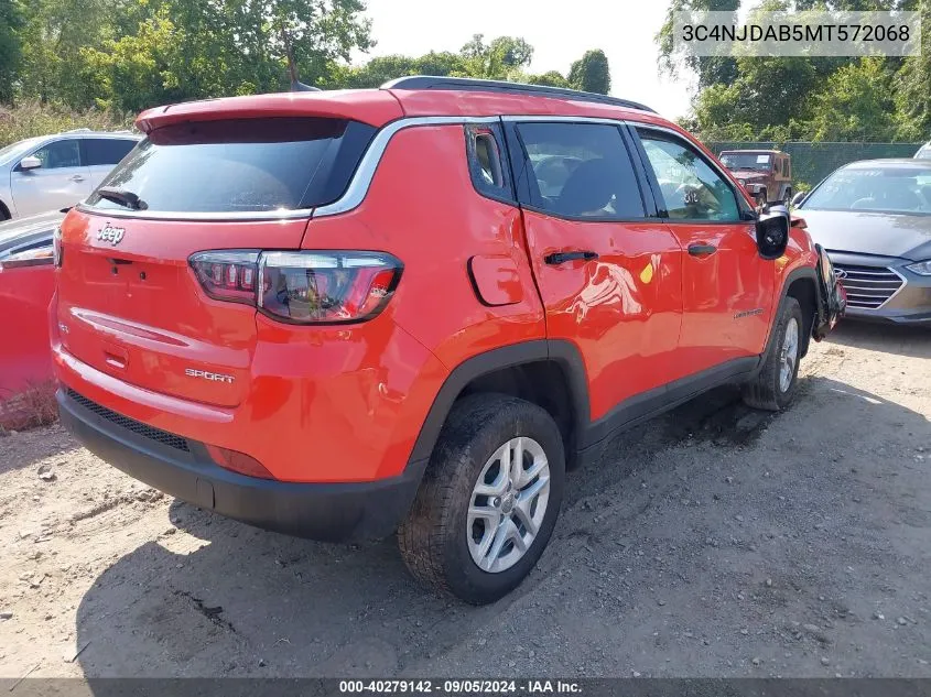 2021 Jeep Compass Sport 4X4 VIN: 3C4NJDAB5MT572068 Lot: 40279142