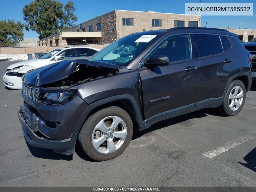 2021 Jeep Compass Latitude Fwd VIN: 3C4NJCBB2MT585532 Lot: 40314659