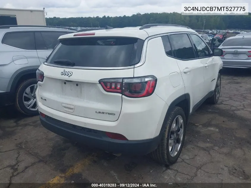 2021 Jeep Compass Limited 4X4 VIN: 3C4NJDCB7MT527775 Lot: 40319283