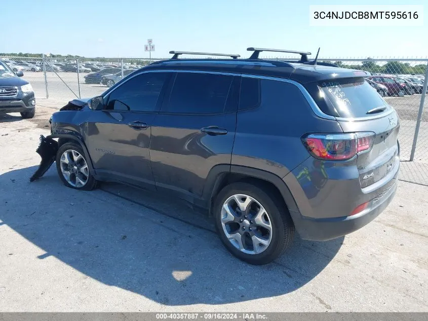 2021 Jeep Compass Limited 4X4 VIN: 3C4NJDCB8MT595616 Lot: 40357887