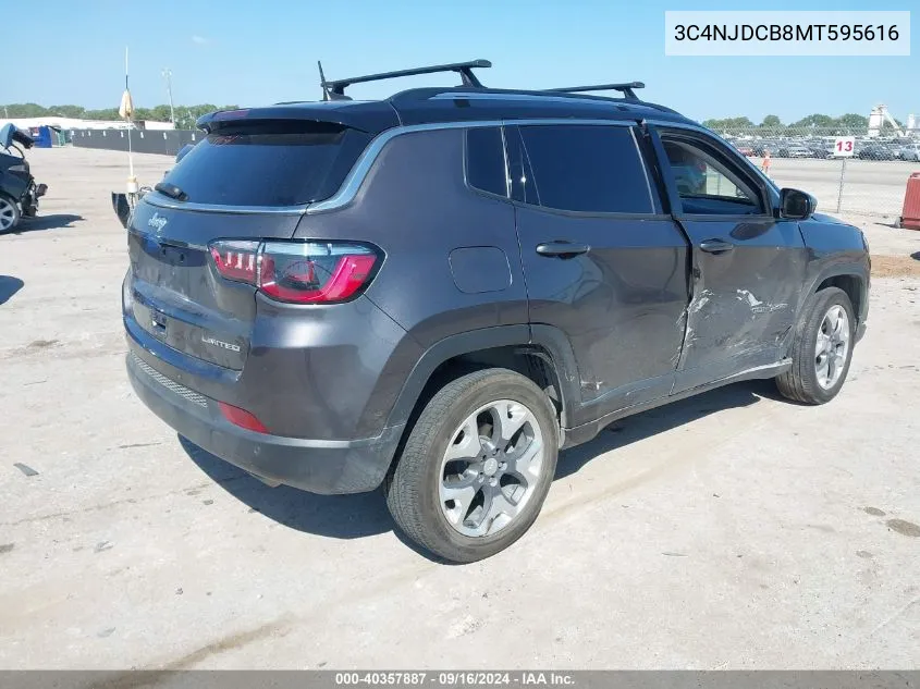 2021 Jeep Compass Limited 4X4 VIN: 3C4NJDCB8MT595616 Lot: 40357887